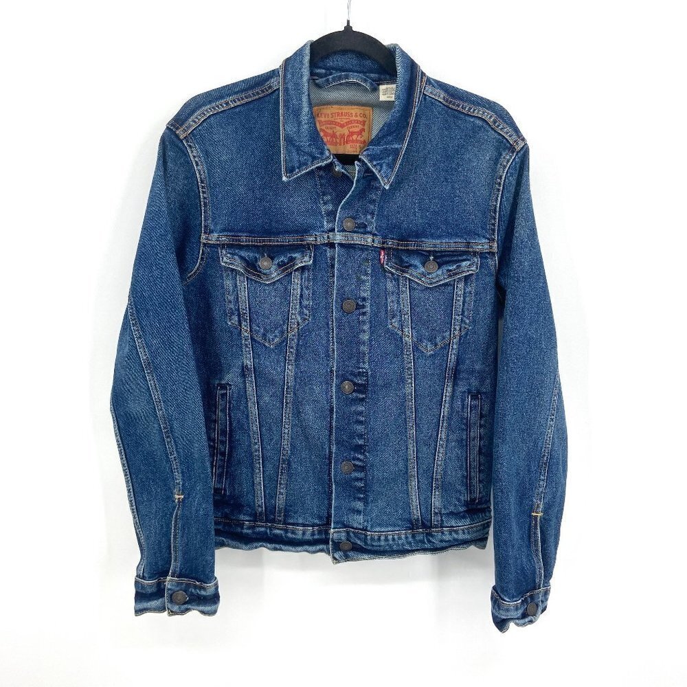 LEVI'S *FLAWED* Women's Medium Wash Denim Button Up Blue Jean Jacket Size Small